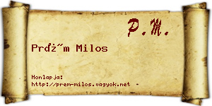 Prém Milos névjegykártya